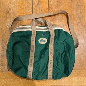 Uniquely Vintage IZOD Green Duffel Bag with Tan Straps Lark branded